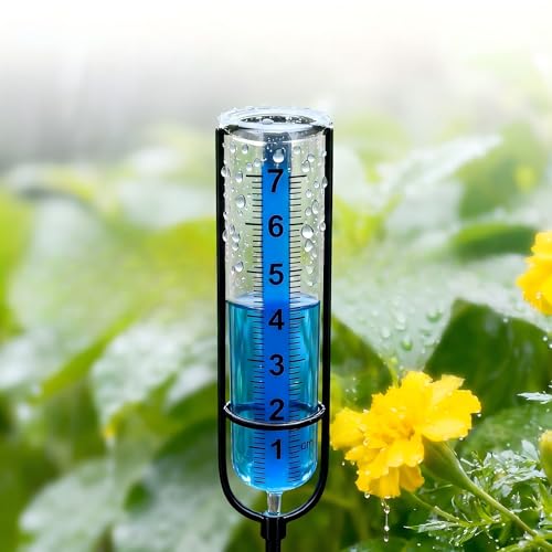 Rain Gauge Outdoor Plastic Garden: Blue Scale Easy Read