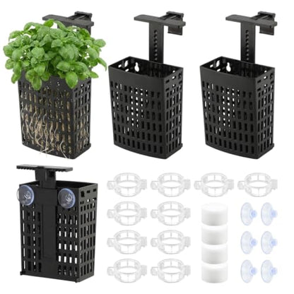 4 Pack Adjustable Aquarium Plant Holders, Hanging Hydroponic Baskets