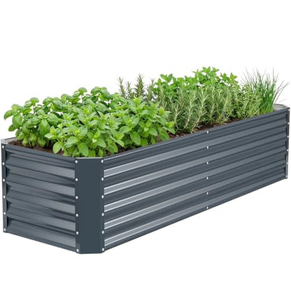 Raised Garden Bed Kit 6x2x1.4ft, Metal Planter Boxes Outdoor,IronGrey - color: Irongrey, size: 6x2x1.4ft
