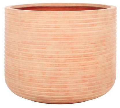 SAFAVIEH Outdoor - Nardo Terracotta Cement Ficonstone Planter Pot with Drainage Hole, Frost Resistant Garden Planter for Patio, Deck, Backyard, 22.83" W x 22.83" D x 18.11" H (PAT1531D) - color: Terracotta