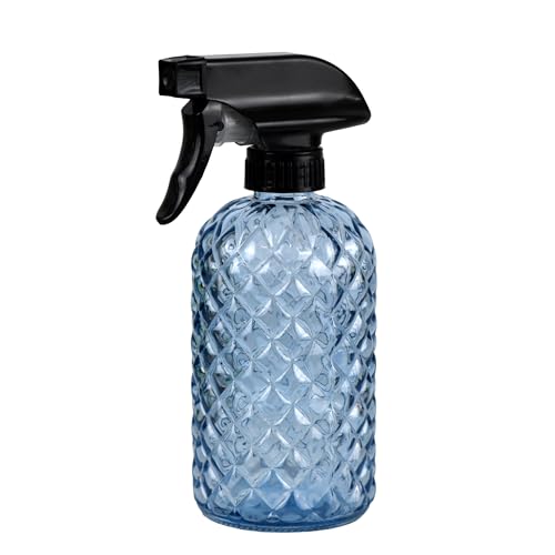 12Oz Glass Plant Spray Bottle with Black Plastic Top Pump - color: Blue
