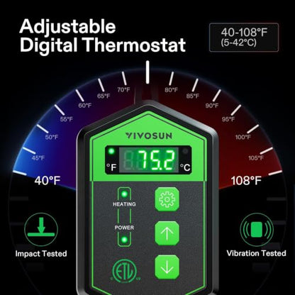 VIVOSUN 10"x 20.75" Seedling Heat Mat and Digital Thermostat Combo Set - size: 10"x20.75"