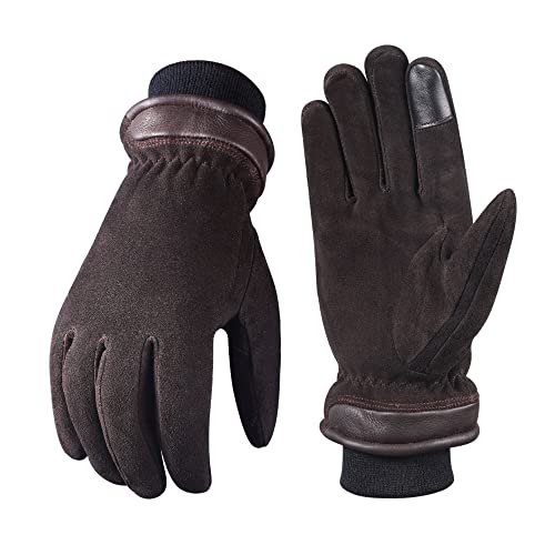 SKYDEER 3M Thinsulate Thermal Winter Work Gloves with Windproof Premium Genuine Deerskin Suede Leather (Unisex SD8671T) - color: Sd8654t, size: Large