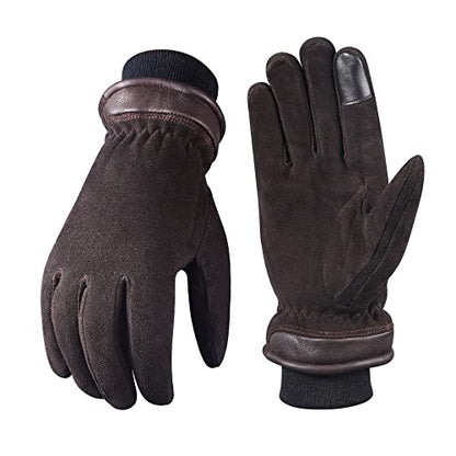 SKYDEER 3M Thinsulate Thermal Winter Work Gloves with Windproof Premium Genuine Deerskin Suede Leather (Unisex SD8671T) - color: Sd8654t, size: Large