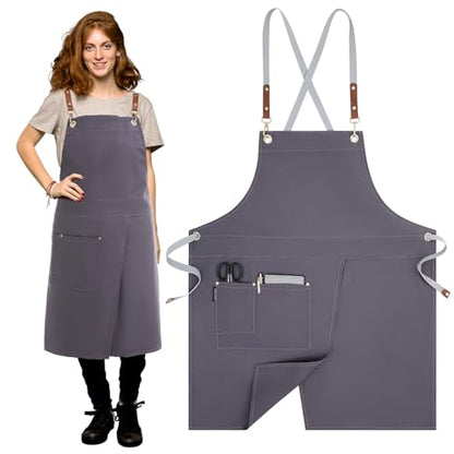 Crossback Pottery Apron Split Leg, Adjustable Straps - color: Gray