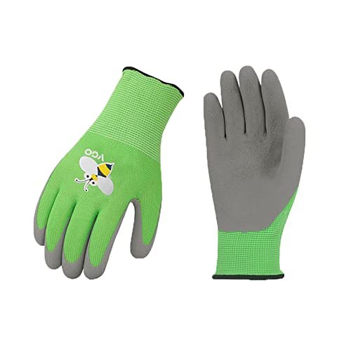 Vgo... 1-Pair Age 5-7 Kids Gardening Gloves, Children Yard Work Gloves, Soft Safety Rubber Gloves (XXS, Green, KID-RB6013) - color: 1 Pair - Green, size: XXS Age 5-7 (Pack of 1)