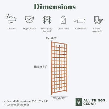 All Things Cedar Garden Trellis Panel for Climbing Plants, 33 x 84 Inch - size: Single Panel