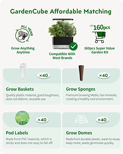 GARDENCUBE 160pcs Hydroponics Pods Kit Compatible with AeroGarden - size: 160pcs