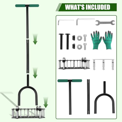 2-in-1 Lawn Aerator Tool, Manual Core Aerator with Spike & Plug Heads