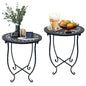 Round Side Table, 2 Pack Weather Resistant Indoor Outdoor Small Side Table - color: Black