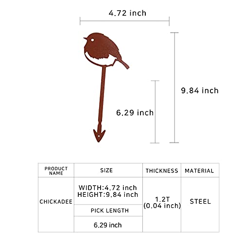 Chickadee Metal Garden Plant Stake for Flower Pots