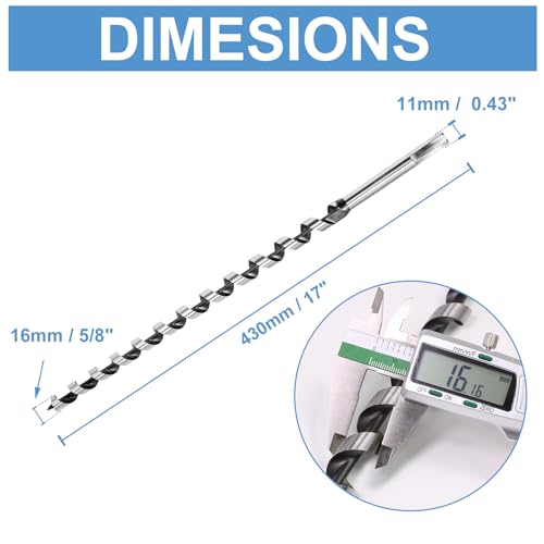 16 x 430mm (Approx. 5/8 x 17 Inch) Wood Auger Drill Bit - 1pcs - size: 16x430mm (Approx. 5/8 x 17")