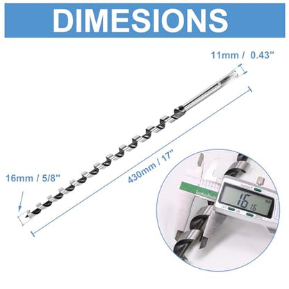 16 x 430mm (Approx. 5/8 x 17 Inch) Wood Auger Drill Bit - 1pcs - size: 16x430mm (Approx. 5/8 x 17")