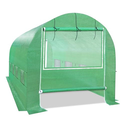 BenefitUSA Greenhouse Replacement PE Cover ONLY for Walk-in Greenhouse 2 Zipper Doors Air Ventilation, Frame NOT Included (15'x7'x7', Green) - size: 15'x7'x7', Green