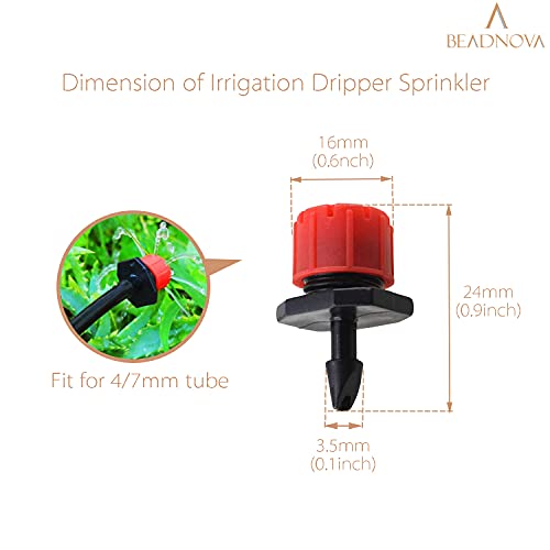 BEADNOVA Drip Emitter 150 Pcs 360 Degree Adjustable Dripper Emitters for Drip Line 1/4 Inch Irrigation Tube Watering System Gardening (Red) - color: 150pcs