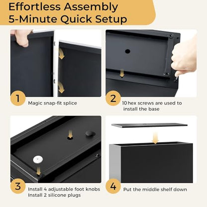 Metal Divider Planter, 30W x 11D x 24H, Black - color: Black, size: 30Wx11Dx24H