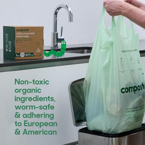 Compostic Compostable Trash Bags, 2.6 Gallon Bathroom Bin, 100 Ct - size: 100 Count (Pack of 1), style: Small 2.6 Gallon