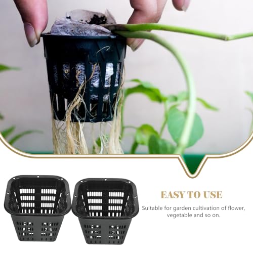GANAZONO 8Pcs 4.33 Inch Hydroponic Net Pots Square Mesh Planting Baskets Plastic Nursery Cups for Indoor Gardening Vegetable and Orchid Cultivation