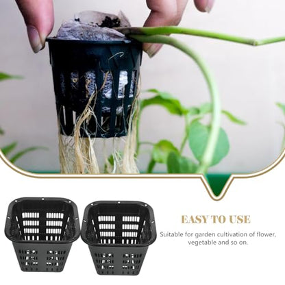 GANAZONO 8Pcs 4.33 Inch Hydroponic Net Pots Square Mesh Planting Baskets Plastic Nursery Cups for Indoor Gardening Vegetable and Orchid Cultivation