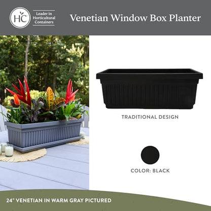 The HC Companies Venetian Window Planter Box, 30 Inch, Black, 2-Pack - color: Black, size: 30", style: Pack of 2