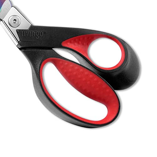 LIVINGO 9" Heavy Duty Titanium Coated Stainless Steel Scissors, (Red/Black) - color: Red