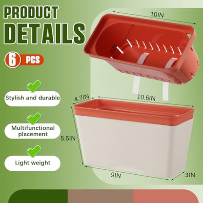 SiliFine 6 Set Window Herb Planter Box Self Watering Plant Pots 10.6 Inch Rectangular Herb Pots Decorative Garden Flower Box for Indoor, Succulent,Vegetables, Flowers