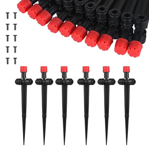 25Pcs Drip Irrigation Emitters – 8-Hole Adjustable Flow for 1/4" Tubing - color: Red