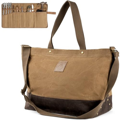 OneTigris Waxed Canvas Tool Tote Bag, 36L Heavy Duty Storage Bag