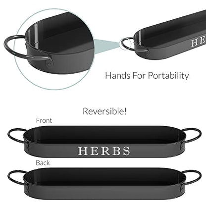 Barnyard Designs Indoor Herb Garden Planter Pots with Tray Set/3 (Black) - color: Black