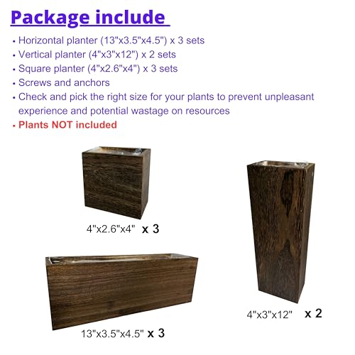 LaLaGreen Wood Planter Box for Plants (8 Pack) Wall Planters for Indoor - size: 8-pc Set