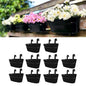 LaLaGreen Rail Planter (9.8 in, 10 Pack) Black Metal Porch Fence Pots - size: 9.8" (25 cm) x 10 Pack