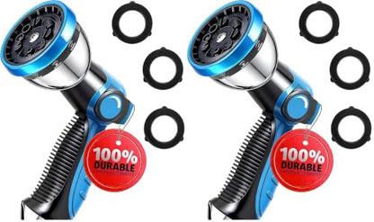 AyayaBoss Garden Hose Nozzle, Durable High Pressure Water Hose Sprayer Nozzle with 10 Patterns for Watering Plants, Washing Cars, Cleaning Patio, Showering Pets (Pack of 2) - size: 4.7 inches x 6.3 inches x 2.6 inches (Pack of 2)