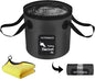 Collapsible Bucket 5 Gallon Container Folding Water Bucket Portable Wash Basin 20L - color: Black