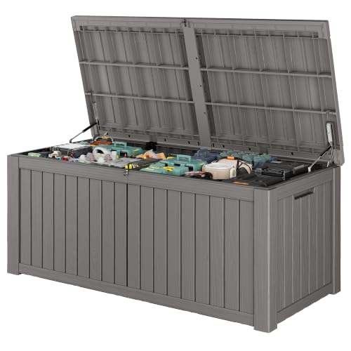 Outdoor Storage Waterproof Deck Box for Patio (220 Gallon, Grey) - color: Grey, size: 220 Gallon