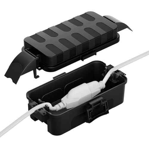 Flemoon Small Outdoor Electrical Box, IP55 Waterproof Extension Cord Cover - color: Black, size: Small