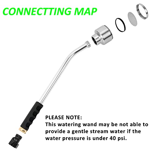 STYDDI Soft Rain Watering Wand with Shut Off Valve, Gentle Watering Wand