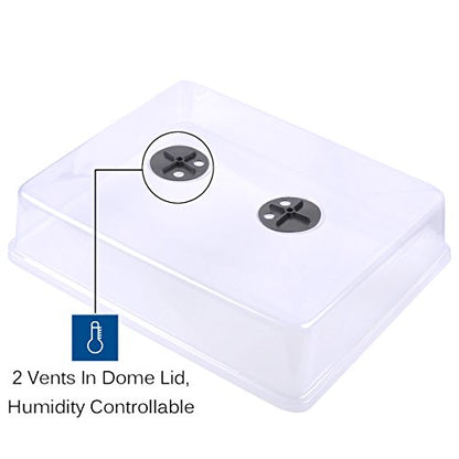 eZAKKA 14.6" x 11.8" Seed Starter Tray Kit with Dome, 20 Cells, White - color: White Pots