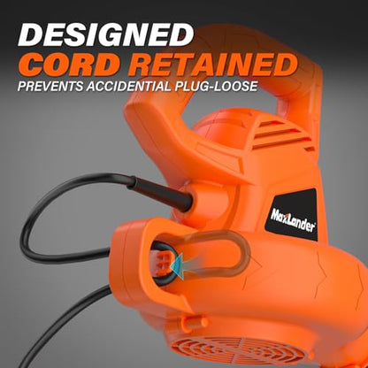 MAXLANDER 7-Amp Electric Leaf Blower, Handheld Blowers for Lawn Care - color: Orange