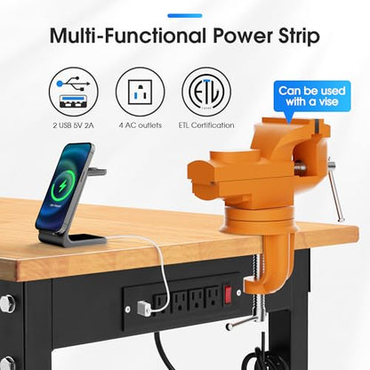 Antifir 60'' Adjustable Workbench, Heavy Duty Workstation - size: 60"x24"|Socket