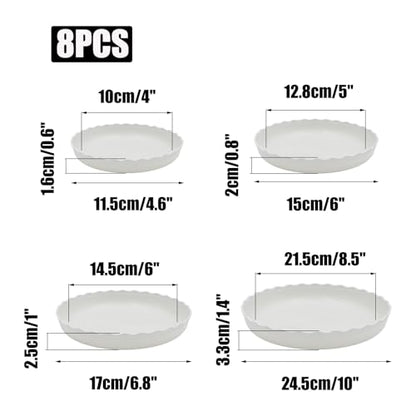 8 Pack Wave Plant Saucer 4/5/6/8 inch, White Plastic Tray for Pots - color: White, size: 4",5",6",8"