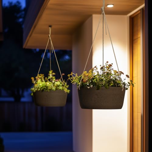 La Jolie Maison Large Hanging Planters for Outdoor Plants, Set of 2 12 Inch - color: New Iron