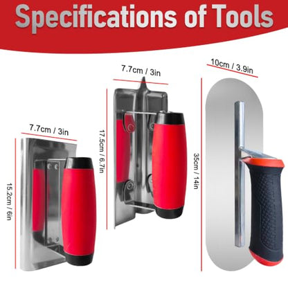 3 Pack Concrete Tool Set, Pool Trowel and Concrete Edger Groover - size: 11", Pool Trowel