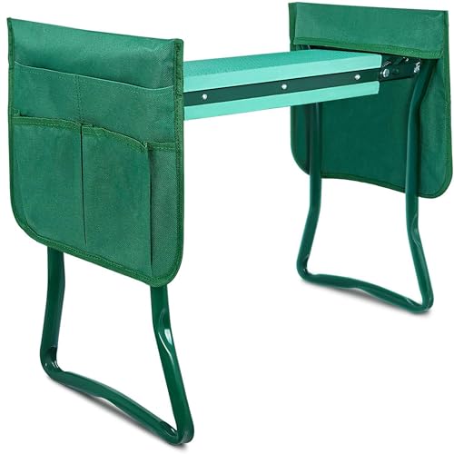 iPower Garden Kneeler and Seat Foldable Kneeling Bench with Sturdy Soft EVA Foam Pad for Outdoor, Fishing, Camping, 2 Tool Pouches Included, Green - size: Kneeler 1 Pack