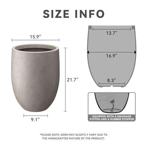 Kante Tall Concrete Planter, 21.7" Modern Floor Pot for Plants - color: Weathered Concrete