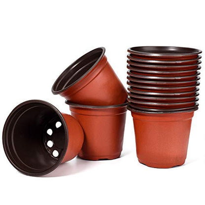 Delxo 4 Inch Nursery Pots 100 Pack Plastic Small Seed Starter Pot Red