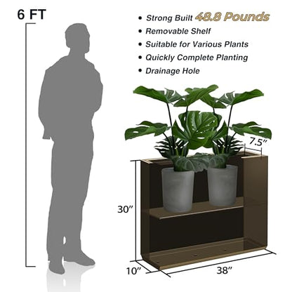 Wallowa 38Lx10Wx30H Rust-Resistant Metallic Heavy Planter Box - color: Espresso