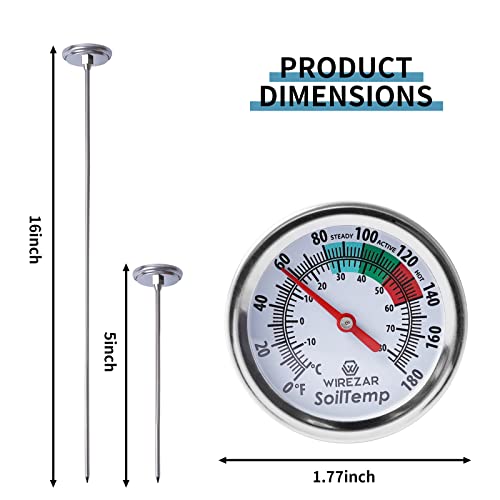 Compost Soil Thermometer, 16 Inch Stainless Steel Stem - size: 16''