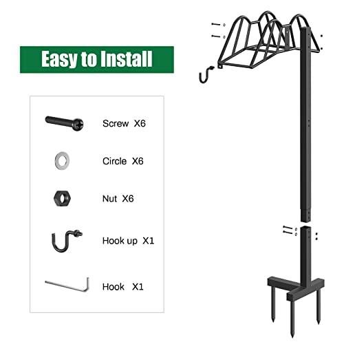 Wphold Garden Hose Holder Freestanding, Extra Thick Water Hose Stand, Heavy Duty Metal Garden Hose Storage,Garden Hose Reel, Water Hose Holders for Outside, Detachable Outdoor Hose Holder