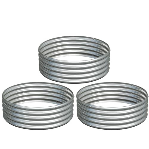 3PCS 3x3x1FT Galvanized Metal Raised Garden Bed,Outdoor Planter Box for Vegetables - size: 3x3x1(3PCS)