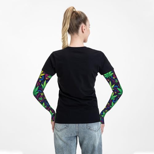 Marijuana Arm Sleeves Cannabis Weed Gardening Sleeves for Women Men - color: Marijuana 065